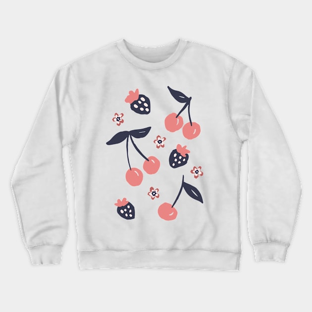 Fun retro summer berry mix cherry and strawberry Crewneck Sweatshirt by TinyFlowerArt